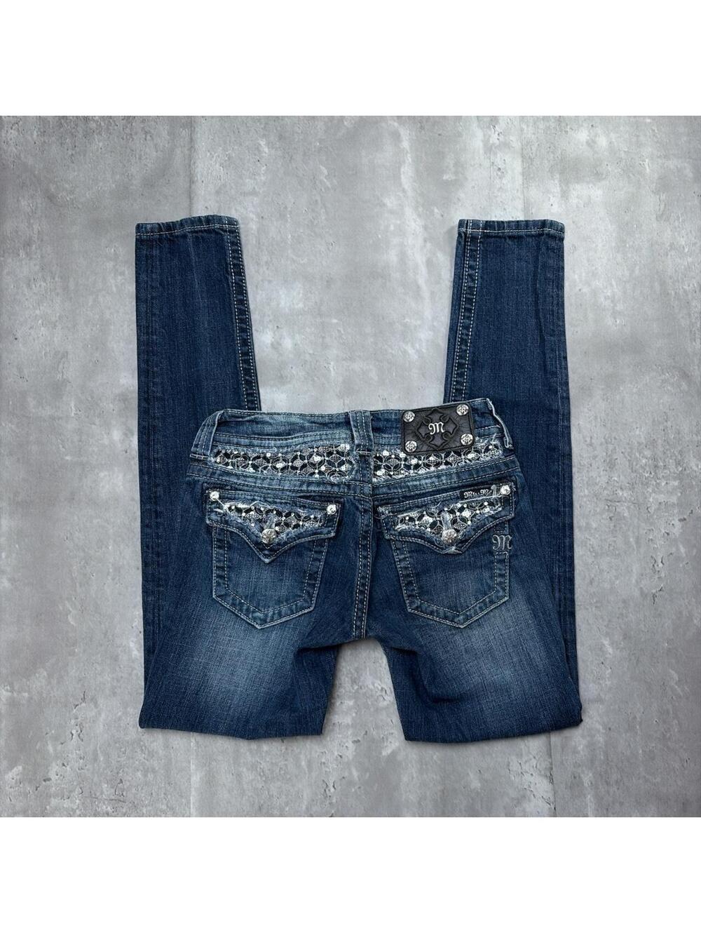 Y2K Miss Me Grunge Gothic Embellished Skinny Denim Jeans